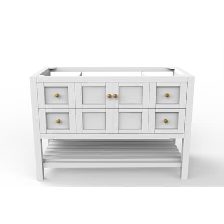 Alicia 48 White Vanity Base With Gold Handles
